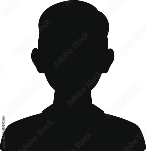 Male Avatar Silhouette Icon – Black Vector User Profile Placeholder