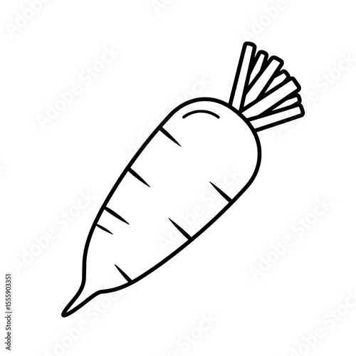 Minimalist Carrot Line Art: A clean and crisp line art illustration of a carrot, perfect for adding a touch of wholesome simplicity to any design.