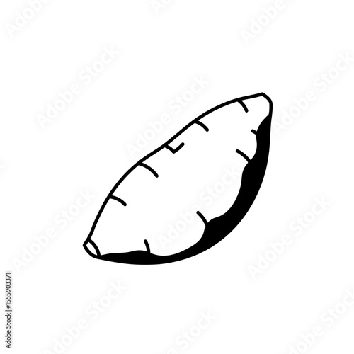 Sweet Potato Illustration: A simple, hand-drawn illustration of a sweet potato, perfect for culinary blogs, recipe websites, or educational materials.  