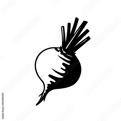 Beetroot Illustration: A minimalistic illustration of a fresh beetroot. The monochromatic rendering emphasizes its organic shape and the beauty of simplicity.