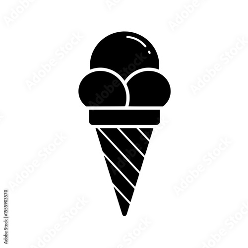 Silhouette Delight: This monochrome artwork features an ice cream cone, a quintessential emblem of joy, pleasure and a sweet escape.