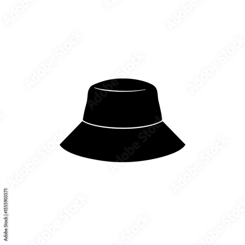 Classic Bucket Hat: A bold, graphic representation of a timeless bucket hat, rendered in stark black against a neutral backdrop, perfect for fashion projects.