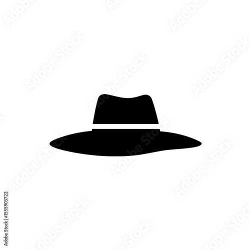 Elegant Hat Silhouette: A refined silhouette of a classic fedora, the perfect illustration of style and sophistication.