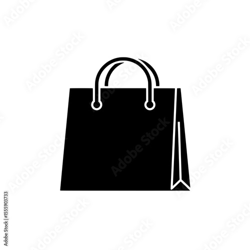 Black Shopping Bag Silhouette: A simple, elegant silhouette of a classic shopping bag, embodying the essence of retail therapy, perfect for design elements, advertising, or showcasing purchases.