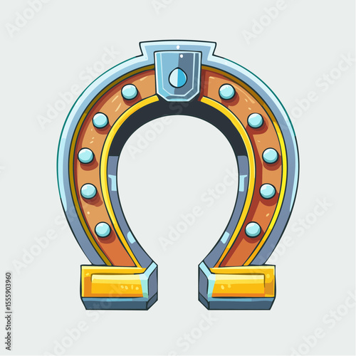 Lucky Horseshoe Icon: A vibrant illustration of a horseshoe, symbolizing luck and fortune. Perfect for themes of chance, good fortune, and success. 