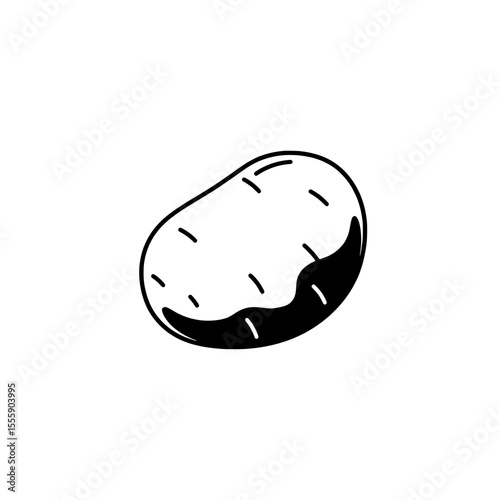 Potato Icon: A simple and elegant illustration of a single potato. The image offers a clean and minimalist aesthetic, making it perfect for a variety of design applications.
