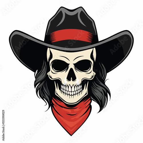 Skull Cowboy: A skull adorned with a cowboy hat and bandana. Evokes a sense of western culture and the juxtaposition of life and death, creating an intriguing and unique visual.