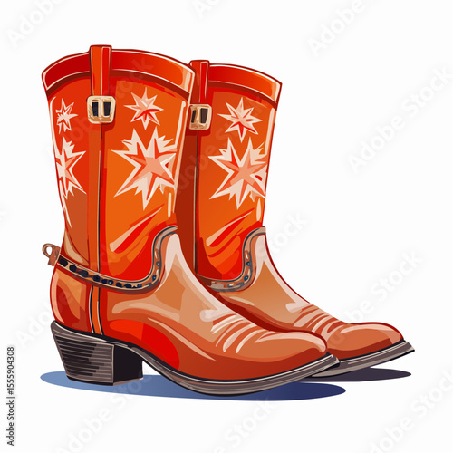 Western Boots: A vivid illustration of classic, weathered western boots, embodying the spirit of the rugged frontier and the freedom of the open trail.