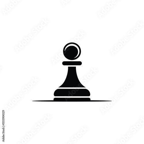Isolated Black Chess Pawn Piece on a White Background for Chess Design Projects