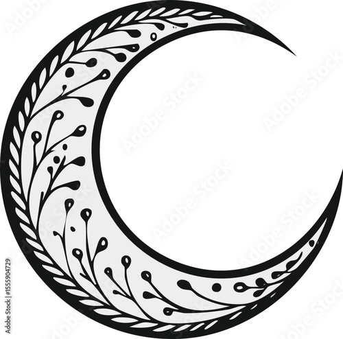 Logo poétique en noir et blanc autour de la lune