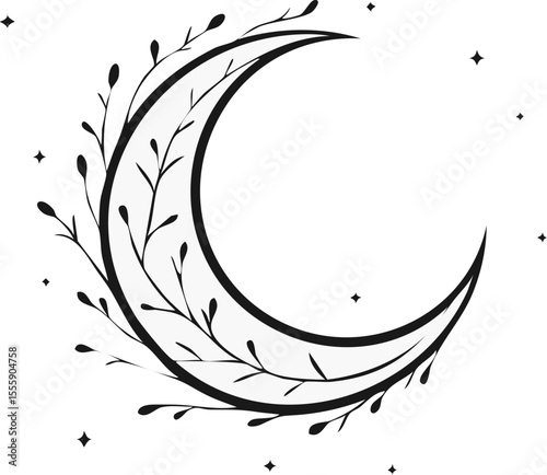 Symbole lunaire élégant avec éléments naturels