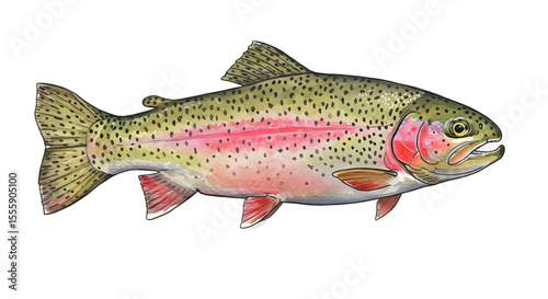 Vibrant Watercolor Rainbow Trout Illustration watercolor png, transparent isolated nackground