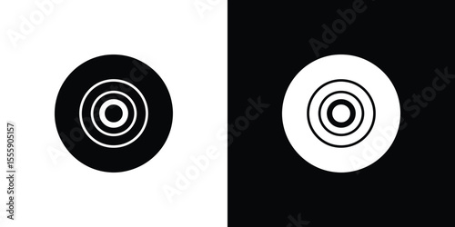 Monochromatic Yin Yang Circles with Contrasting Target Motifs, Black and White Harmony