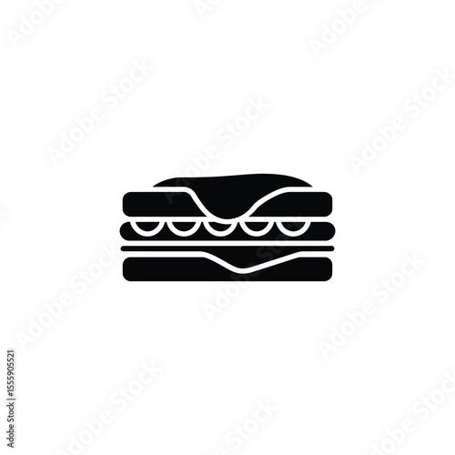 Simple Black and White Icon of Lasagna with Layers of Pasta and Filling
