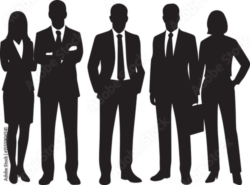 Business people silhouettes with black color isolated on white background