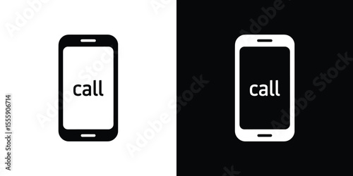 Two Phone Icons Displaying the Word Call in Black and White Art