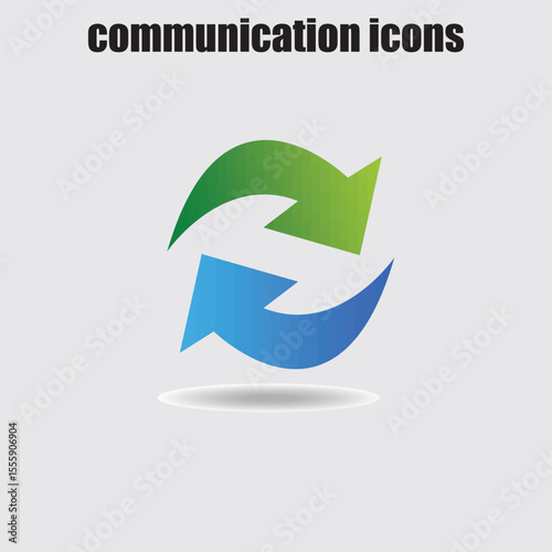 A refreshing green and blue refresh arrow symbol conveys concepts like reload, sync, loop or communication on a light backdrop.