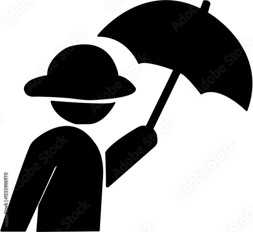 熱中症予防と症状を示す黒色シルエットピクトグラム｜熱中症,予防,症状