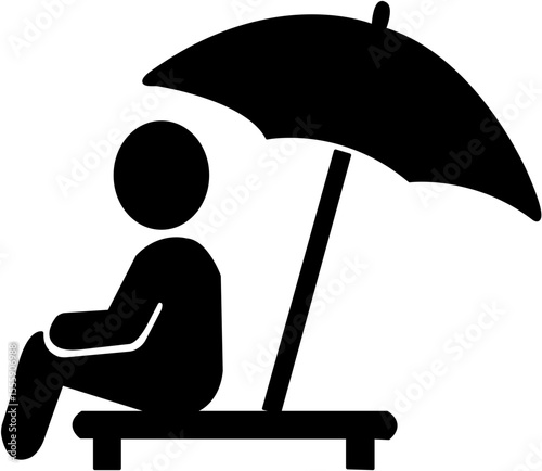 熱中症予防と症状を示す黒色シルエットピクトグラム｜熱中症,予防,症状