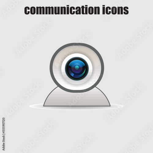 Webcam design presents computer equipment utilized for digital communication and video calling on a neutral backdrop.