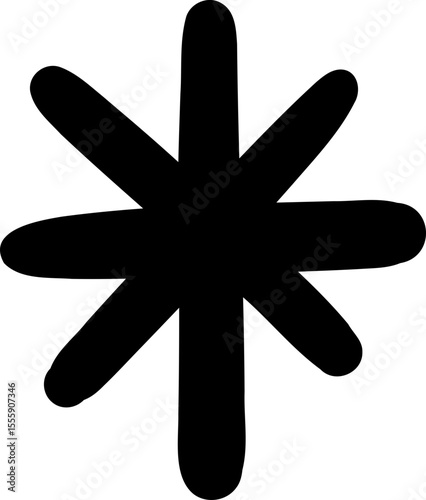 Bold Hand Drawn Asterisk Symbol Element