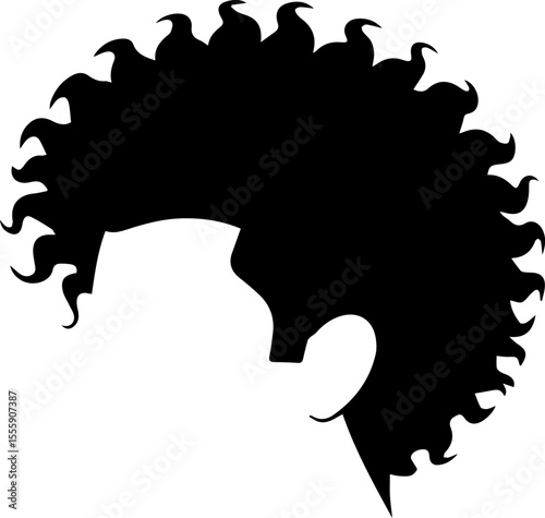 Silhouette of a man's curly hairstyle.eps