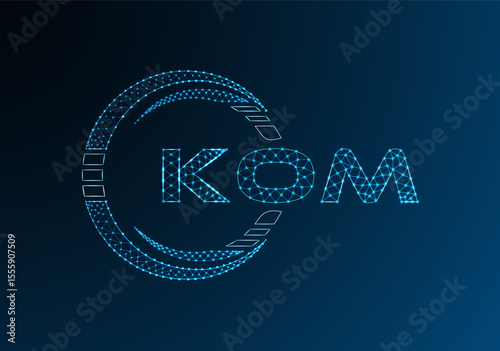 KOM low poly letter logo vector design. KOM lower poly logo design. Low poly logo.