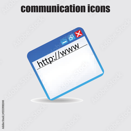 Online world communication depicted by a graphic browser window with http address for a website design.