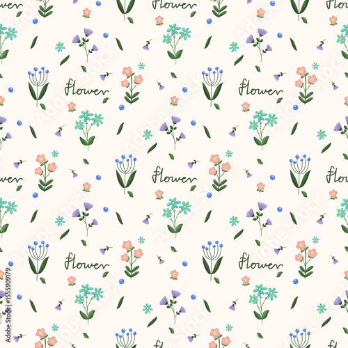 Happy flower seamless pattern background with hand drawn