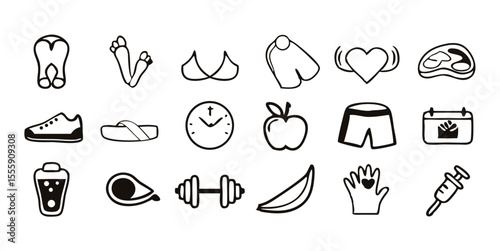 Illustrative Vector Pack of Wilderness, Backpacking, and Summer Camp Equipment Symbols.