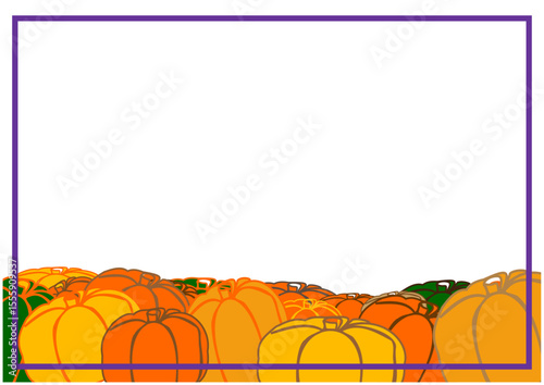 ハロウィンのかぼちゃだけの白背景・紫のフレーム付き