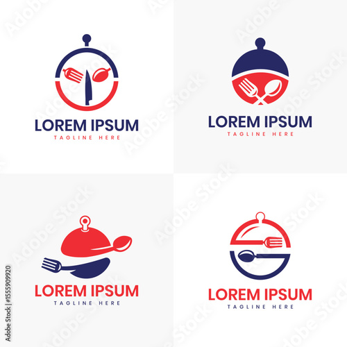 Restaurants food business logo design bundle collection chef spoon dish food service 
