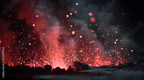 Molten Eruption: Witness the raw power of nature as an active volcano spews forth fiery lava and ash, creating a dramatic and awe-inspiring scene.