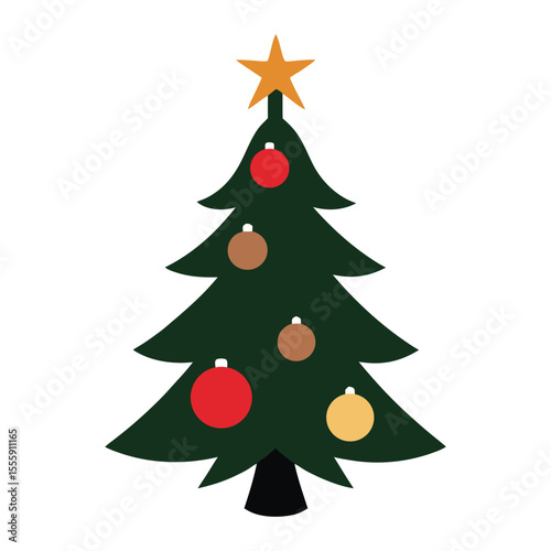 Classic christmas tree silhouette with a bright star topper perfect for holiday decorations and greetings