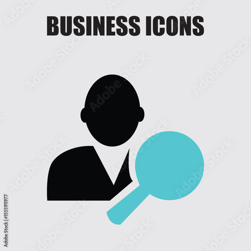 Business candidate search icon featuring a magnifying glass for recruitment and job search