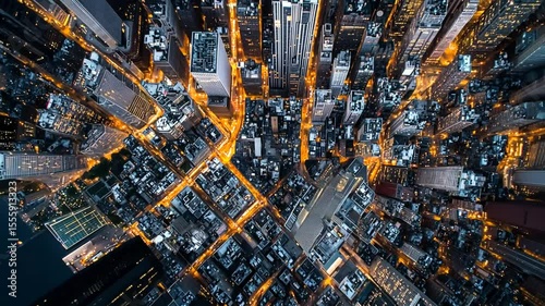 Aerial view of a city at night