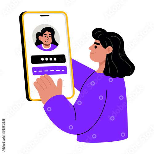 A flat style illustration showing a person doing password setup