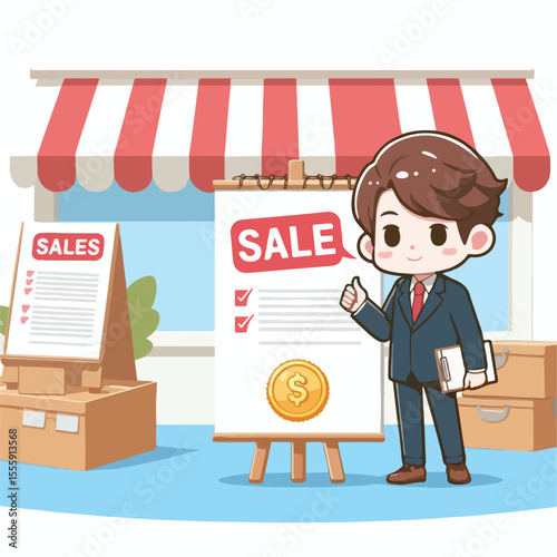 vector image of people doing sales promotion on plain white background