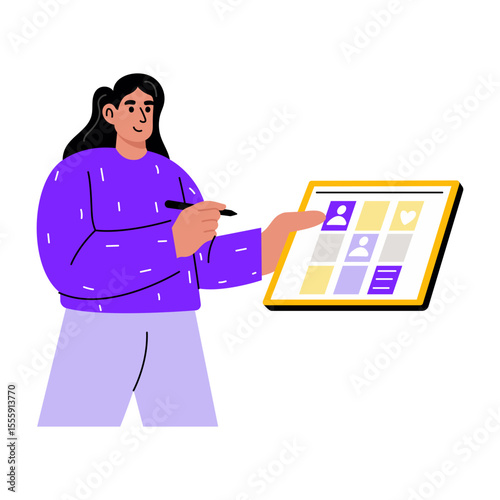 A flat style illustration showing a content management