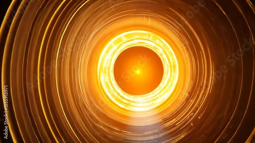 Abstract concentric circles of glowing light