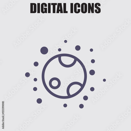 Saturn planet icon illustration, perfect for adding a cosmic touch to designs relating to space, science, or technology projects.
