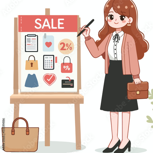 vector image of people doing sales promotion on plain white background