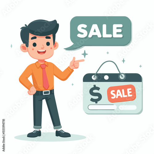 vector image of people doing sales promotion on plain white background