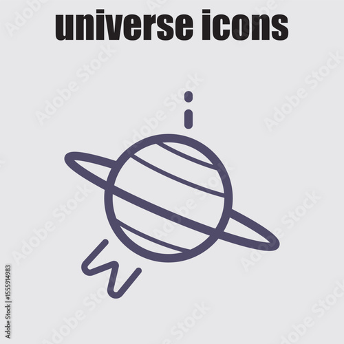 Saturn planet icon illustration, perfect for adding a cosmic touch to designs relating to space, science, or technology projects.