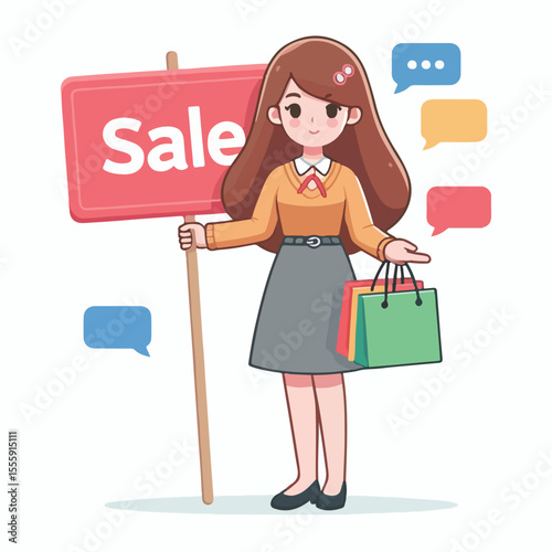 vector image of people doing sales promotion on plain white background