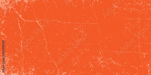 Orange cracked grunge texture. Distressed urban wall background with rough scratch marks and vintage concrete cracks.