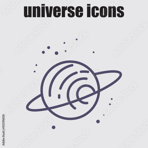 Saturn planet icon illustration, perfect for adding a cosmic touch to designs relating to space, science, or technology projects.