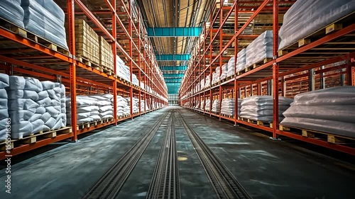 Warehouse Interior with Pallets and Goods