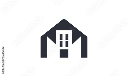 Abstract House Real Estate Building Logo Design – Modern and Minimalist Geometric Structure Merging House and Building Forms Representing Property Development and Urban Housing