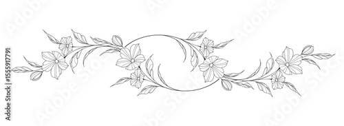 flower and leaves drawing. Vector hand drawn engraved floral card. Botanical, branch and flower Black ink sketch. Great for tattoo, invitations, greeting cards, decor